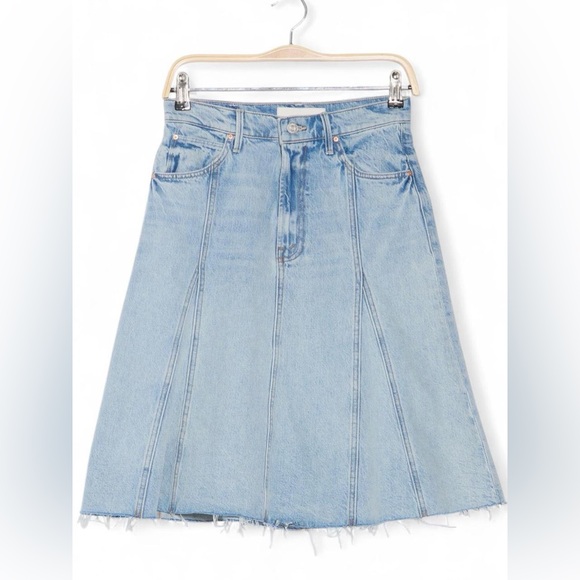 MOTHER The Half Swing Fray Denim Skirt 25” Length SZ 33 (US 16) - Picture 2 of 8